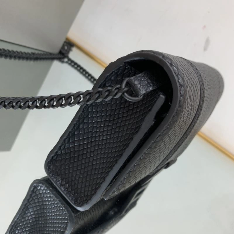 Stylish Balenciaga Snake Pattern Hourglass Chain Bag - Iconic Black Buckle 78630