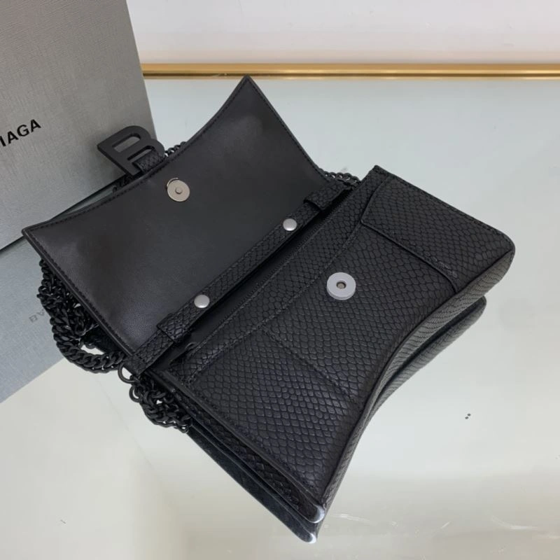 Stylish Balenciaga Snake Pattern Hourglass Chain Bag - Iconic Black Buckle 78630