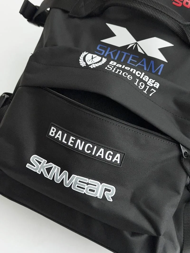 Sleek Balenciaga Sponsor Black Nylon Art Print Backpack 38327