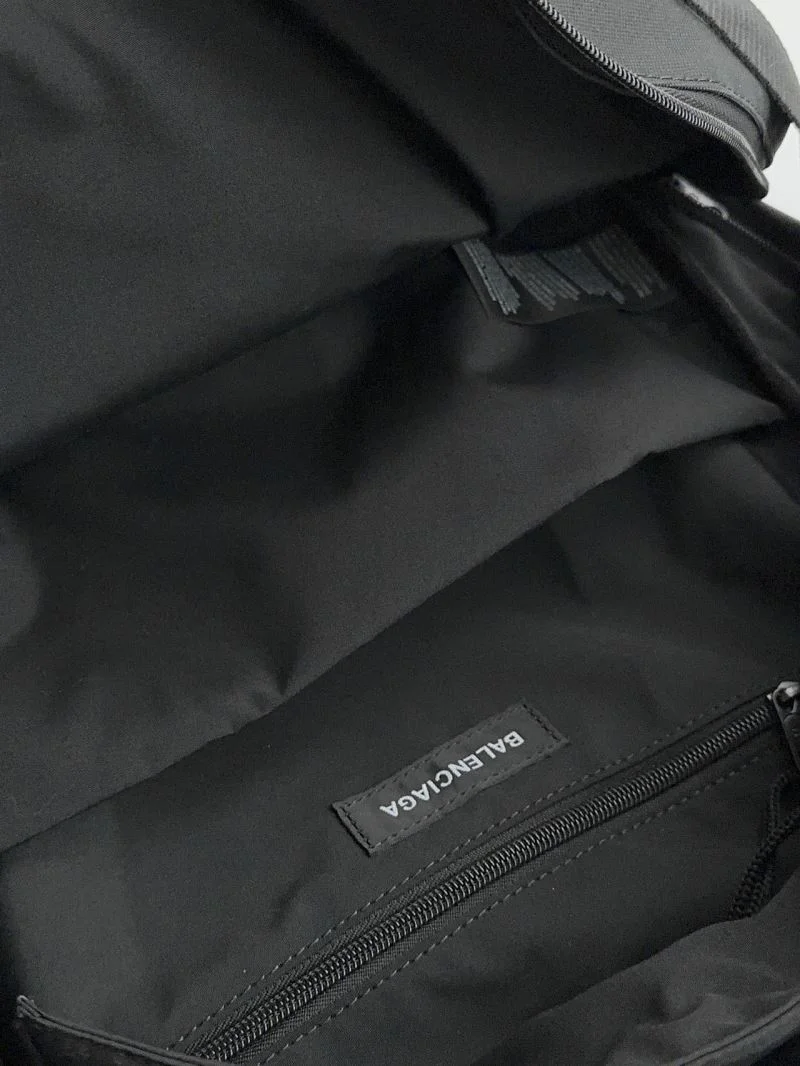 Sleek Balenciaga Sponsor Black Nylon Art Print Backpack 38327