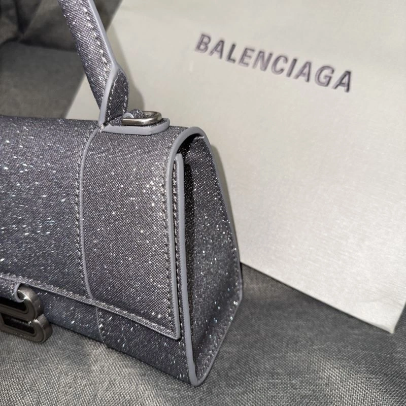 Seasonal Balenciaga Starry Gray Mini Hourglass Bag with Metallic Detail 70060