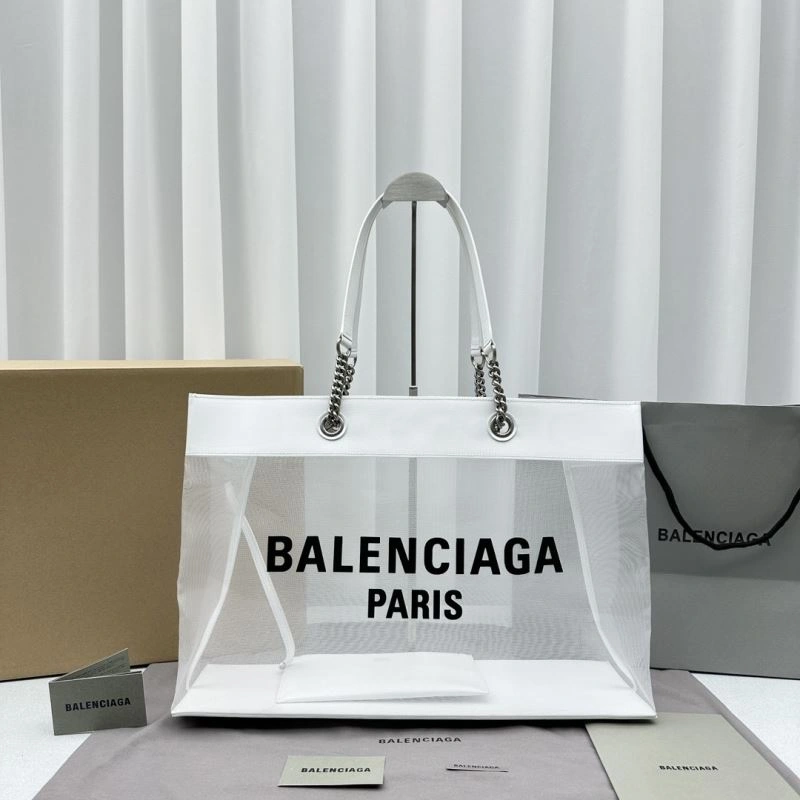 Refined Balenciaga Summer 23 Large White Mesh Tote Bag with  Mini Pouch 78589