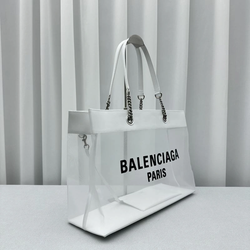Refined Balenciaga Summer 23 Large White Mesh Tote Bag with  Mini Pouch 78589