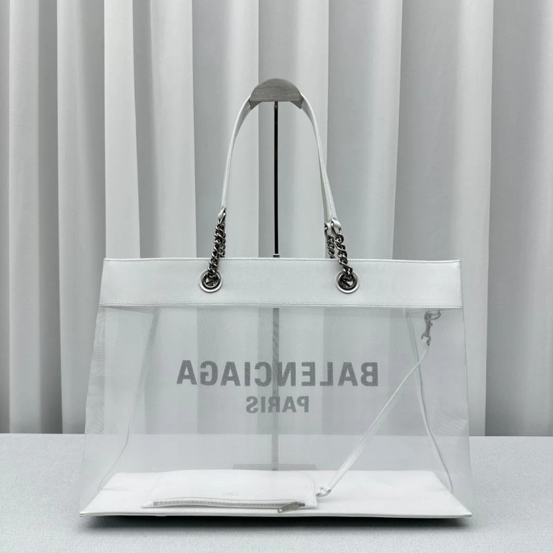 Refined Balenciaga Summer 23 Large White Mesh Tote Bag with  Mini Pouch 78589