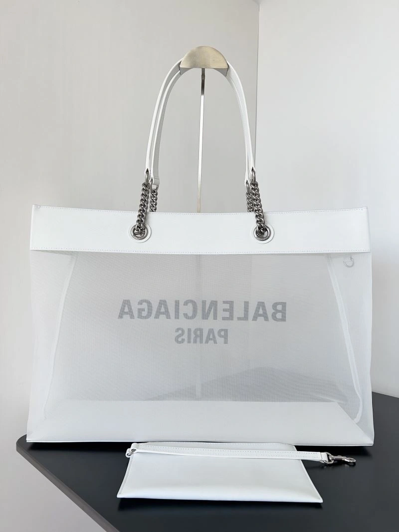 Balenciaga Summer Runway Mesh Tote Bag with Leather-Chain Strap SunProtective 78578