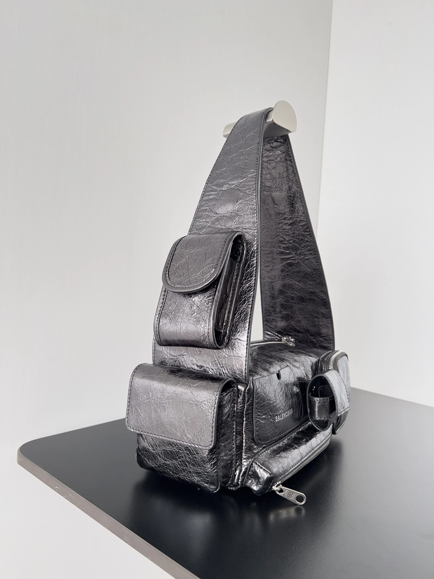 Stretchable Balenciaga Superbusy Vintage Lambskin Shoulder Bag - Dark Punk Tote 64711