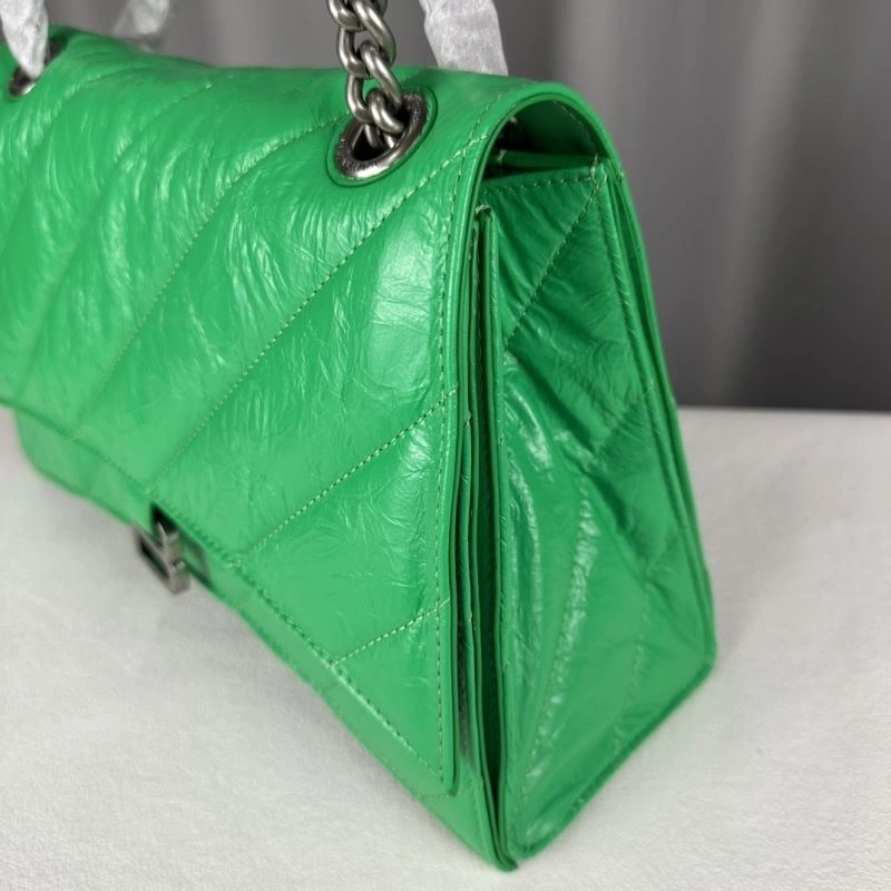 Breathable Balenciaga  Arc Crush Chain Bag - Medium Green Sand Clock Design 75290