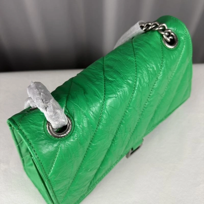 Breathable Balenciaga  Arc Crush Chain Bag - Medium Green Sand Clock Design 75290