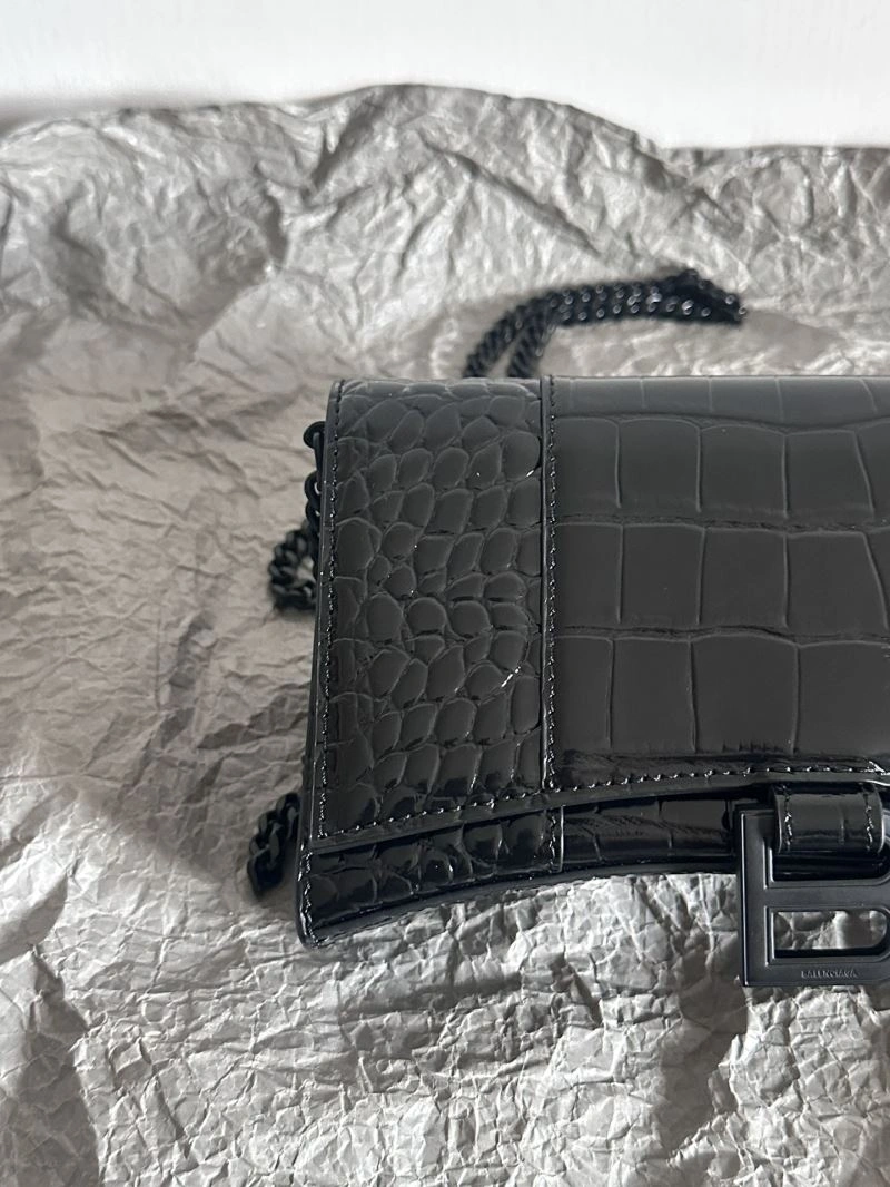Balenciaga  Elegance Hourglass Chain Bag WOC with Croc Detail EasyCare 66982