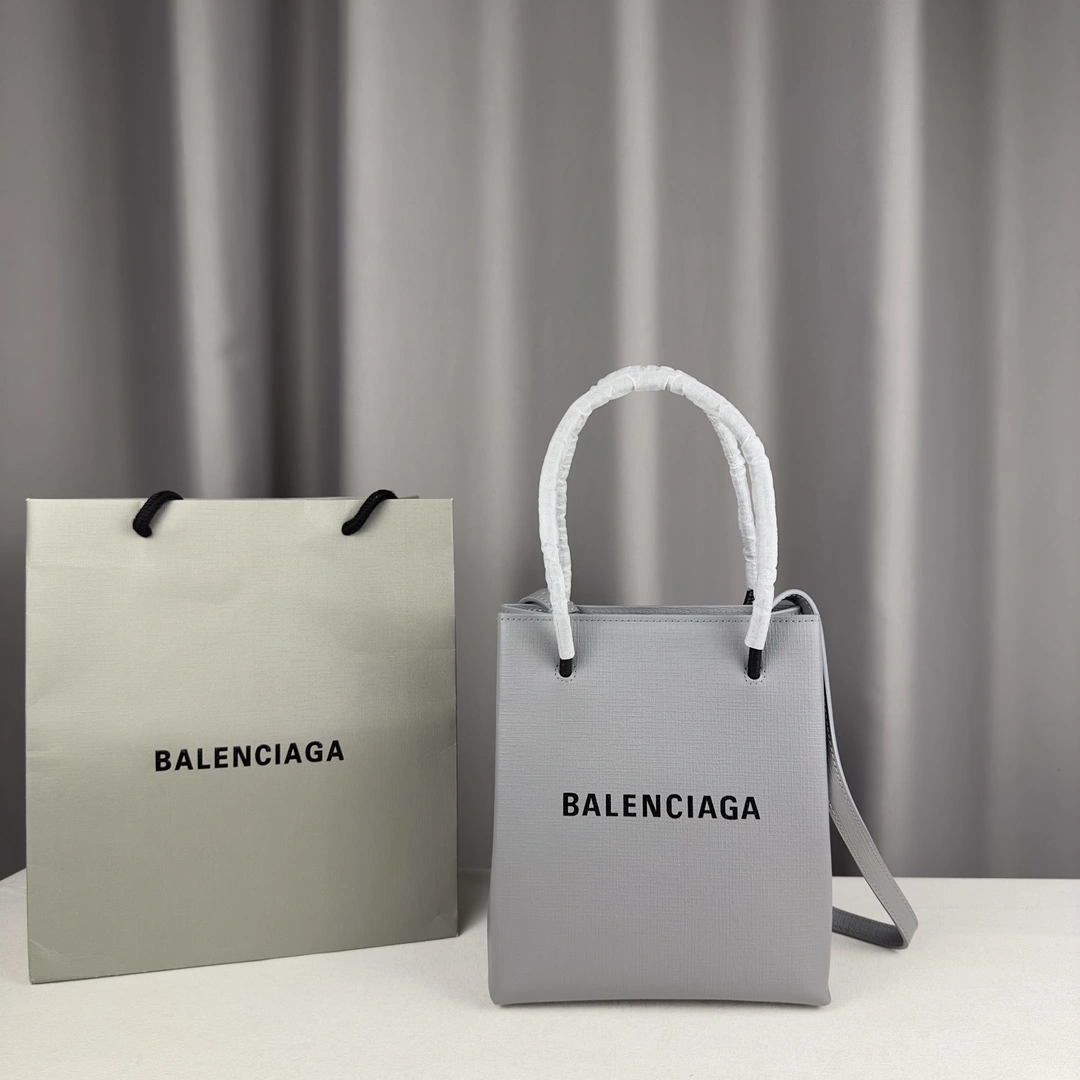 Stylish Balenciaga Toothpick Calfskin Square Shopping Bag with Nappa Handles 60870