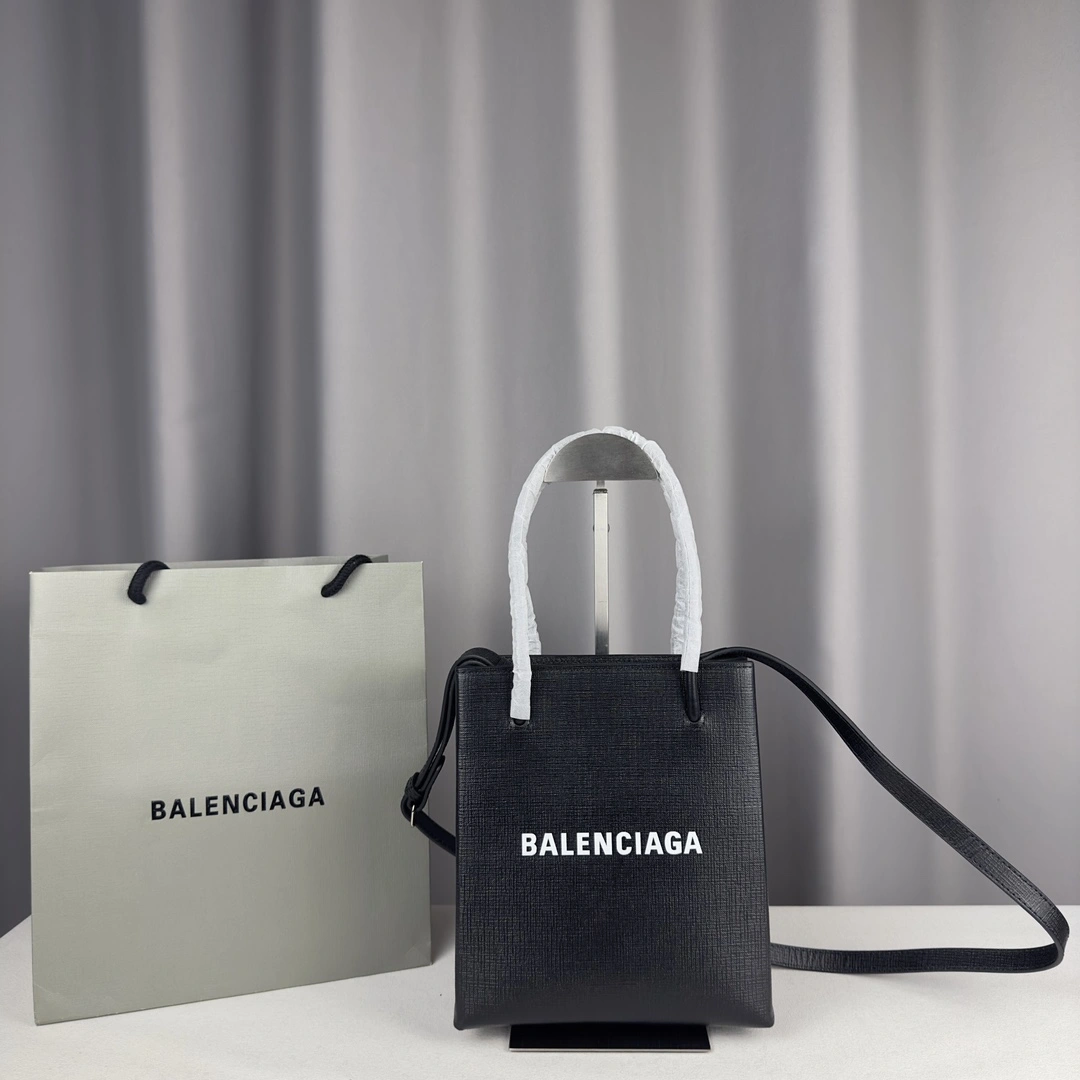 Trendy Balenciaga Toothpick-Pattern Calfskin Square Shopping Bag 60955