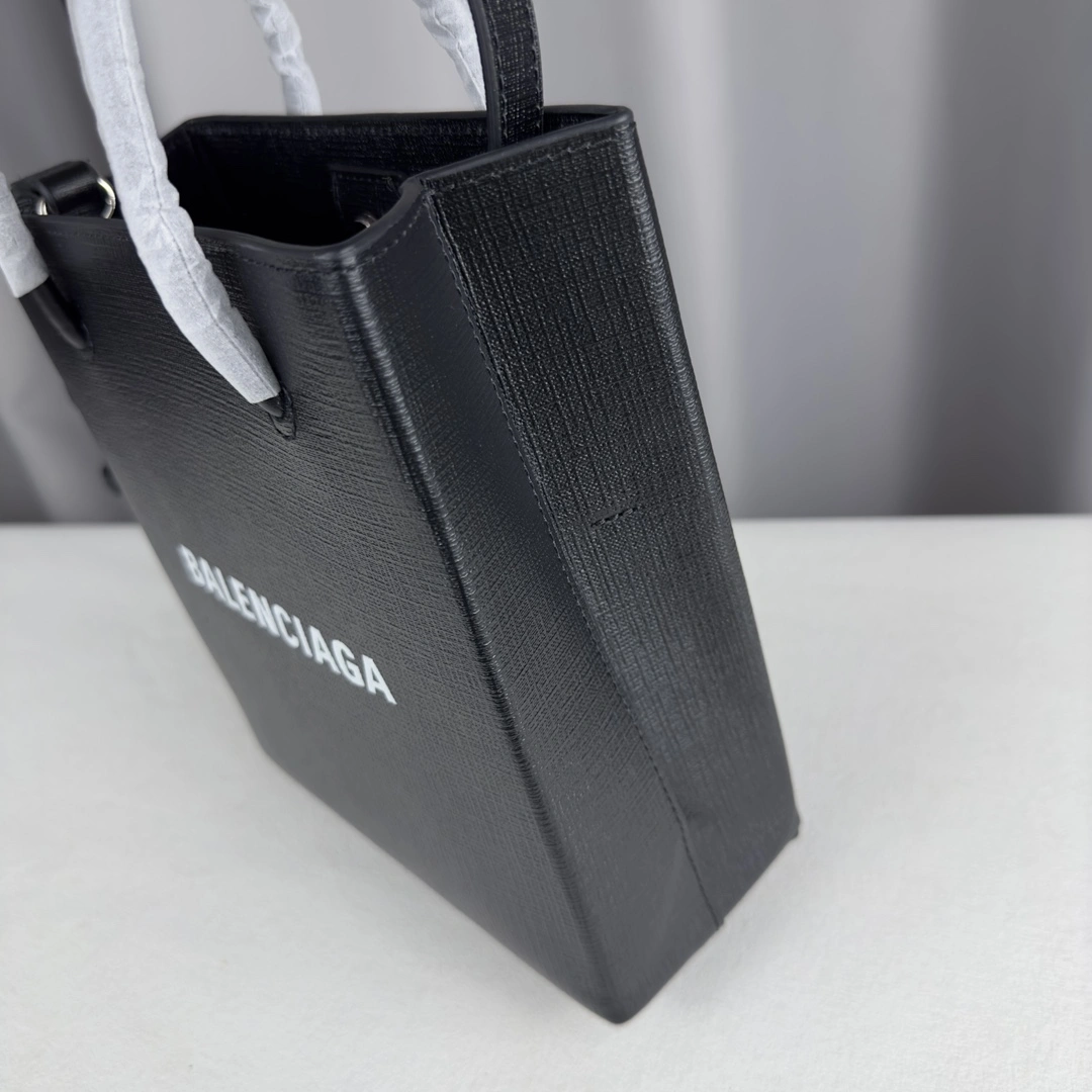 Trendy Balenciaga Toothpick-Pattern Calfskin Square Shopping Bag 60955