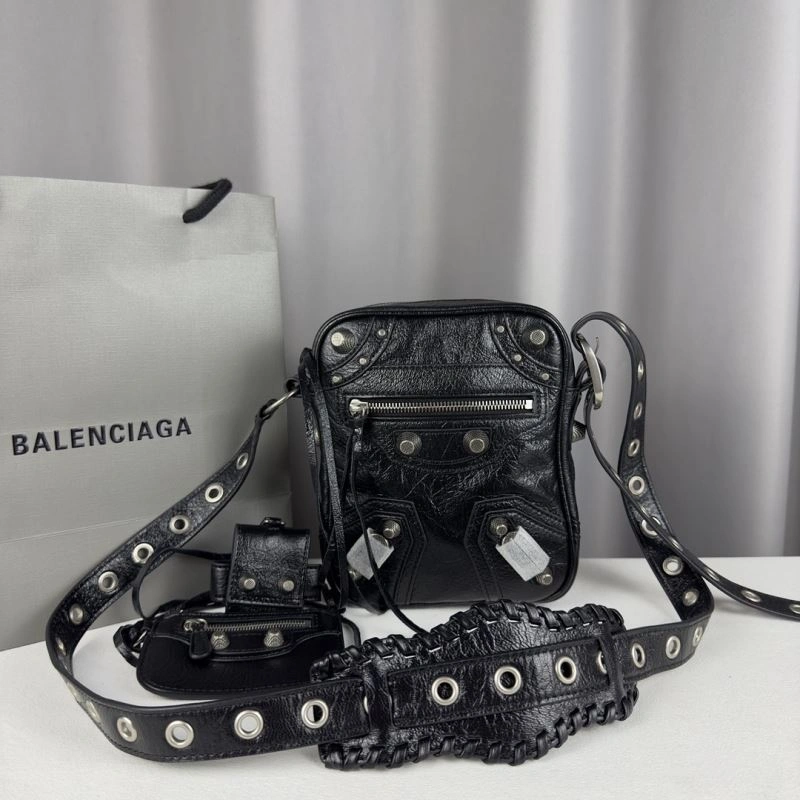 Stretchable Balenciaga  Vertical Motorcycle Bag in Oil Wax Black 70065