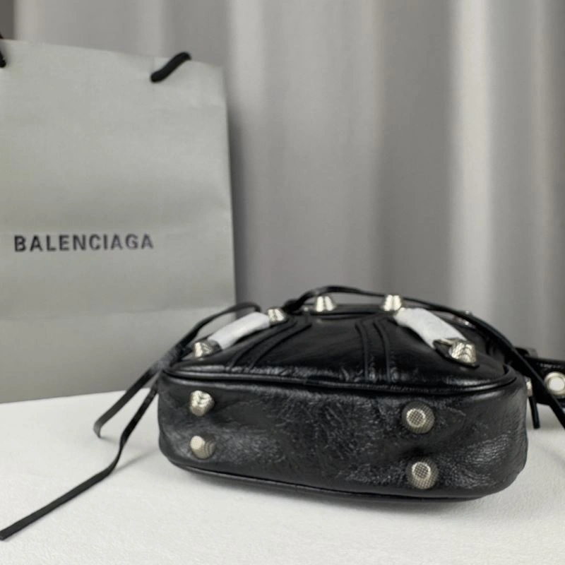 Stretchable Balenciaga  Vertical Motorcycle Bag in Oil Wax Black 70065