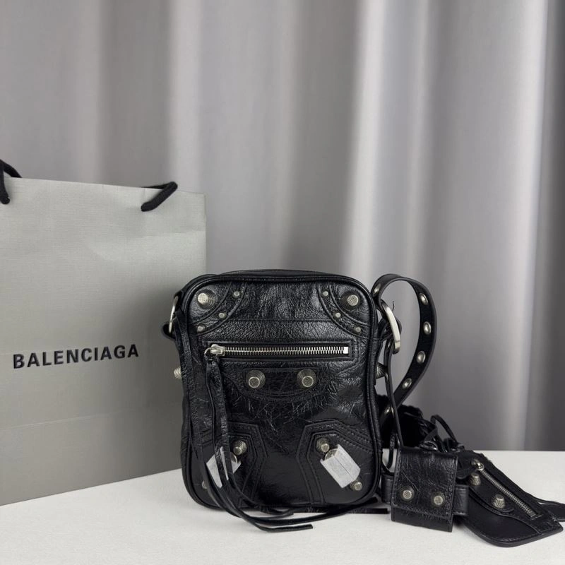 Stretchable Balenciaga  Vertical Motorcycle Bag in Oil Wax Black 70065