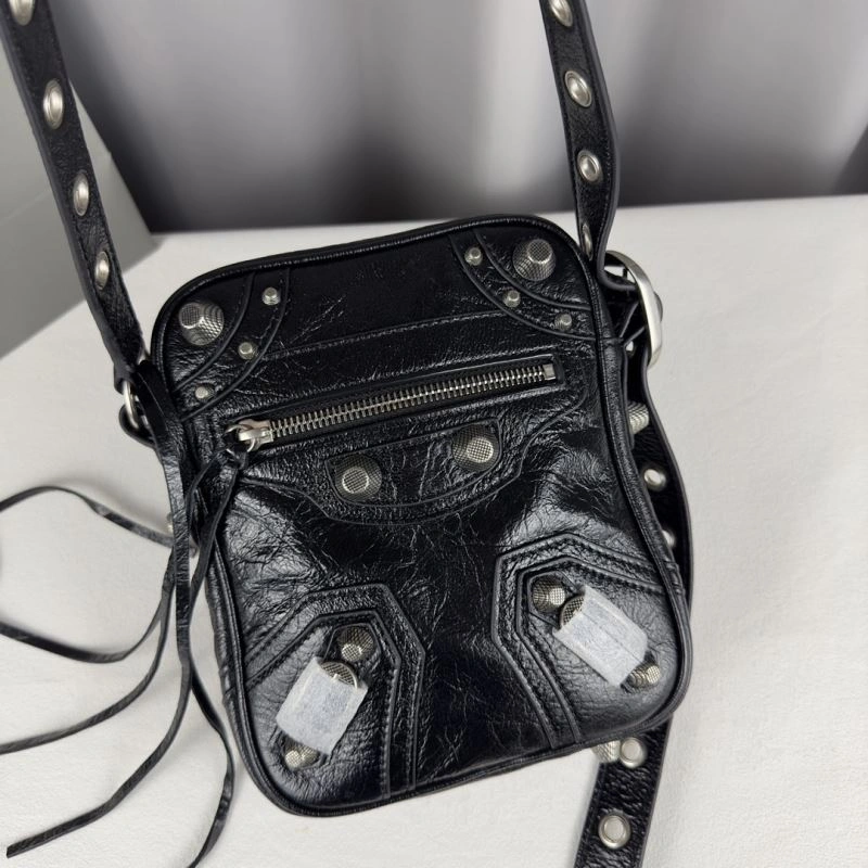Stretchable Balenciaga  Vertical Motorcycle Bag in Oil Wax Black 70065