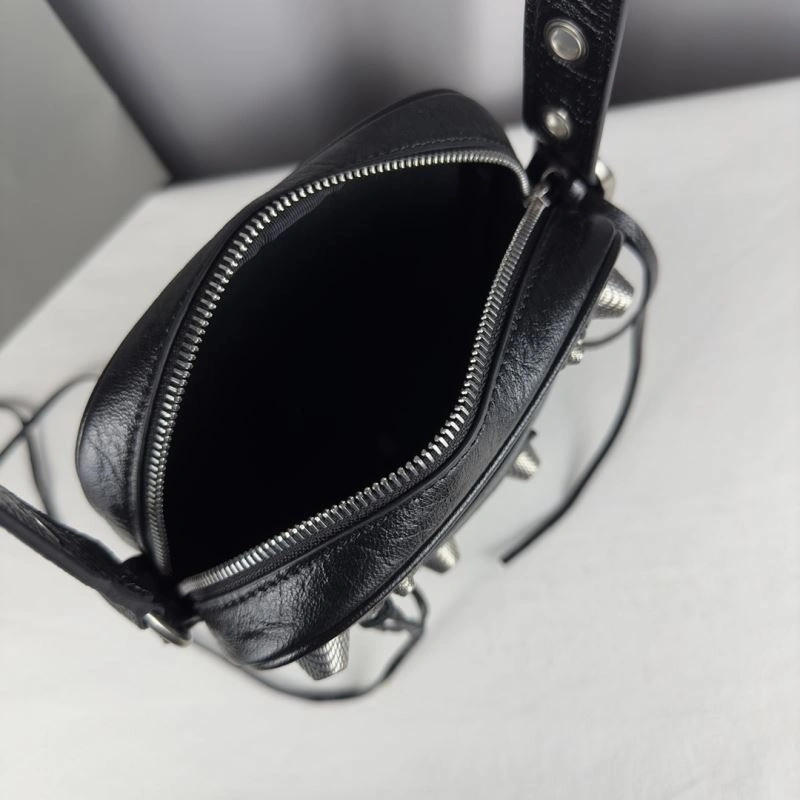 Stretchable Balenciaga  Vertical Motorcycle Bag in Oil Wax Black 70065