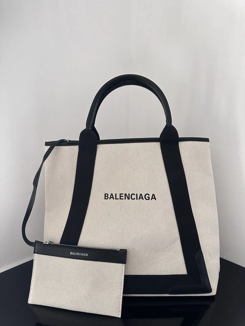 UrbanStyle Balenciaga  Navy Canvas Tote with Black Leather Accents 66986