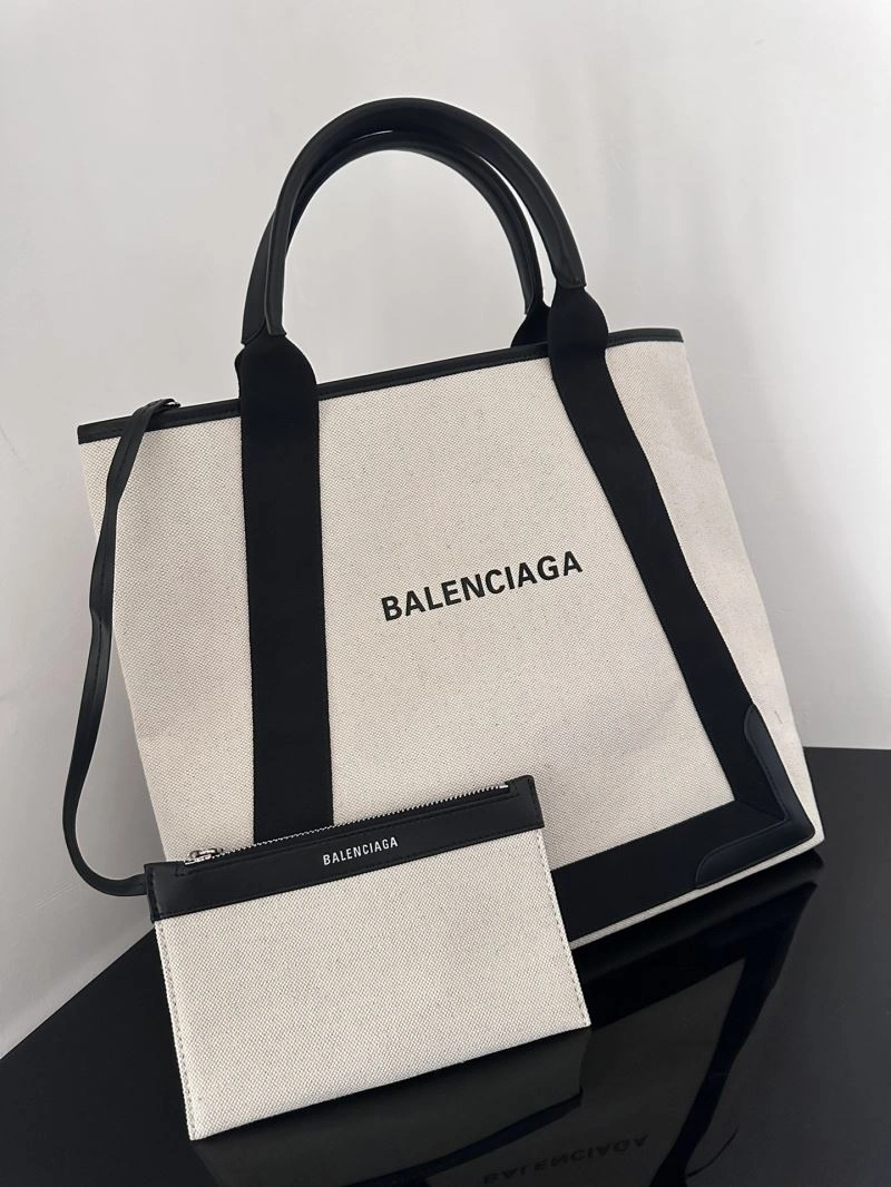 UrbanStyle Balenciaga  Navy Canvas Tote with Black Leather Accents 66986