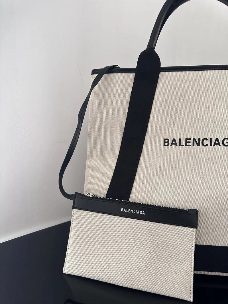UrbanStyle Balenciaga  Navy Canvas Tote with Black Leather Accents 66986