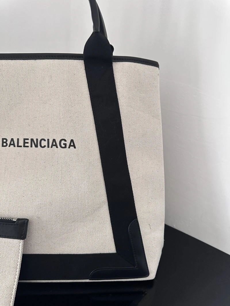 UrbanStyle Balenciaga  Navy Canvas Tote with Black Leather Accents 66986
