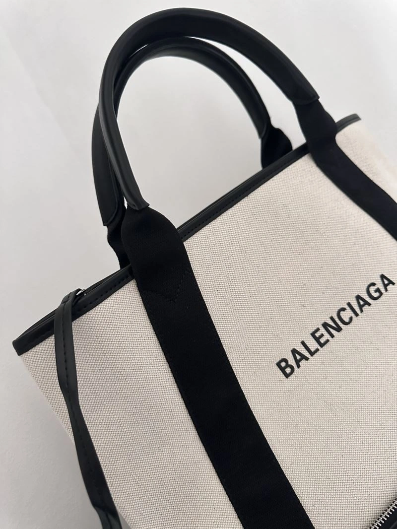 UrbanStyle Balenciaga  Navy Canvas Tote with Black Leather Accents 66986