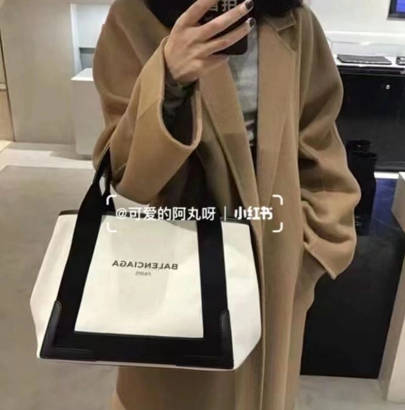 UrbanStyle Balenciaga  Navy Canvas Tote with Black Leather Accents 66986
