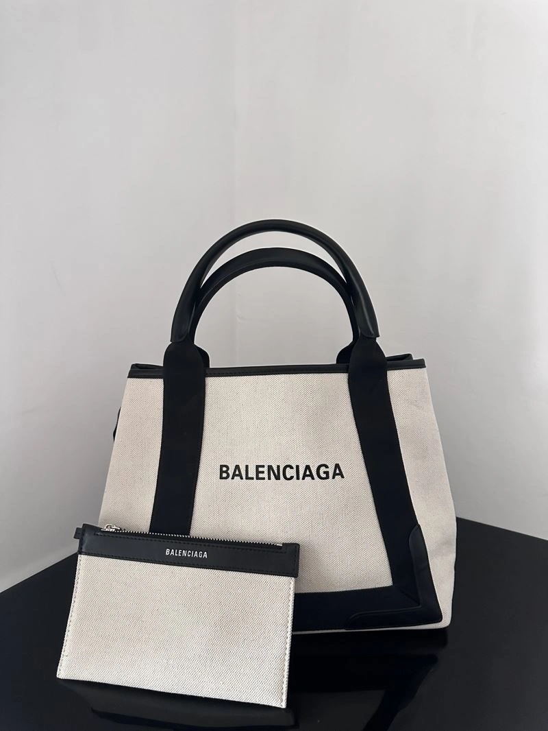 Balenciaga  Navy Canvas Tote with Leather Accents - 30cm Lightweight 67007