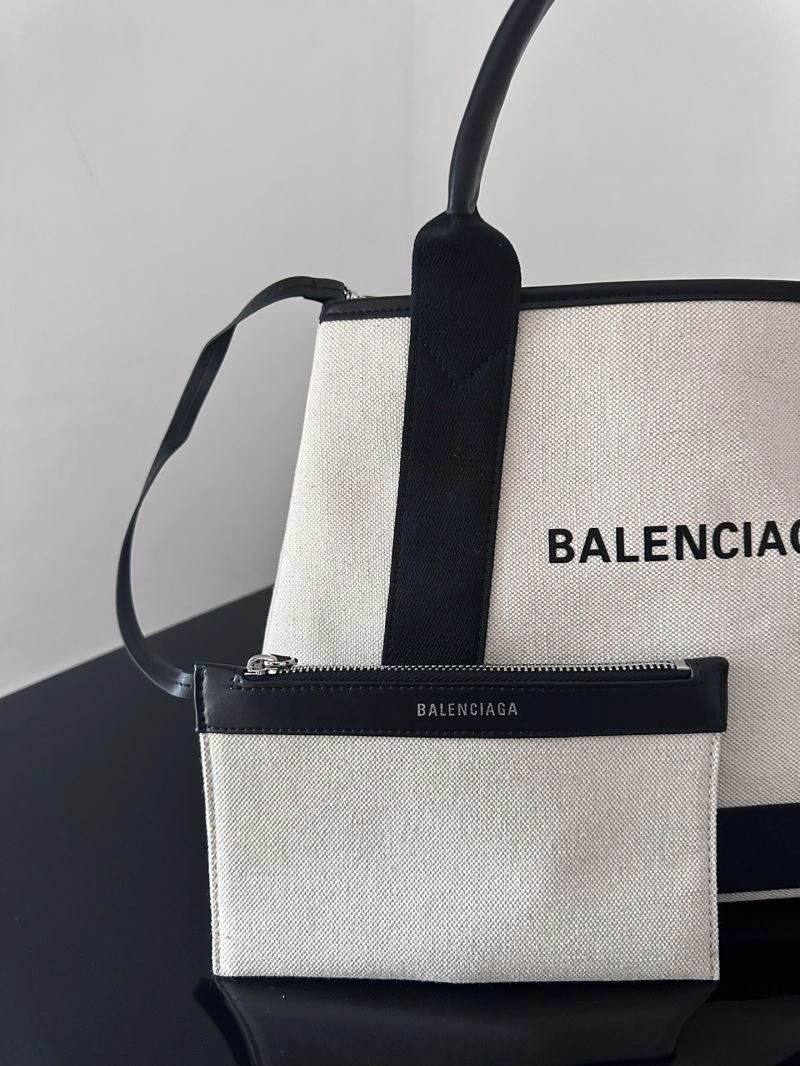 Balenciaga  Navy Canvas Tote with Leather Accents - 30cm Lightweight 67007