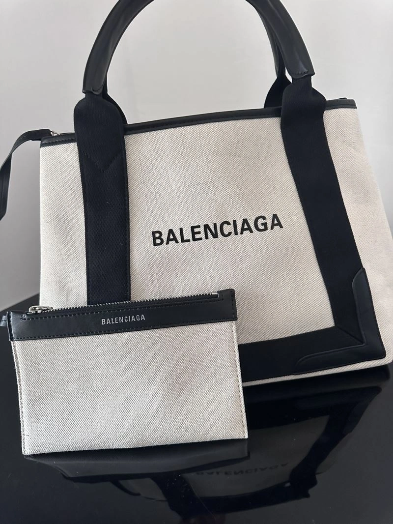 Balenciaga  Navy Canvas Tote with Leather Accents - 30cm Lightweight 67007