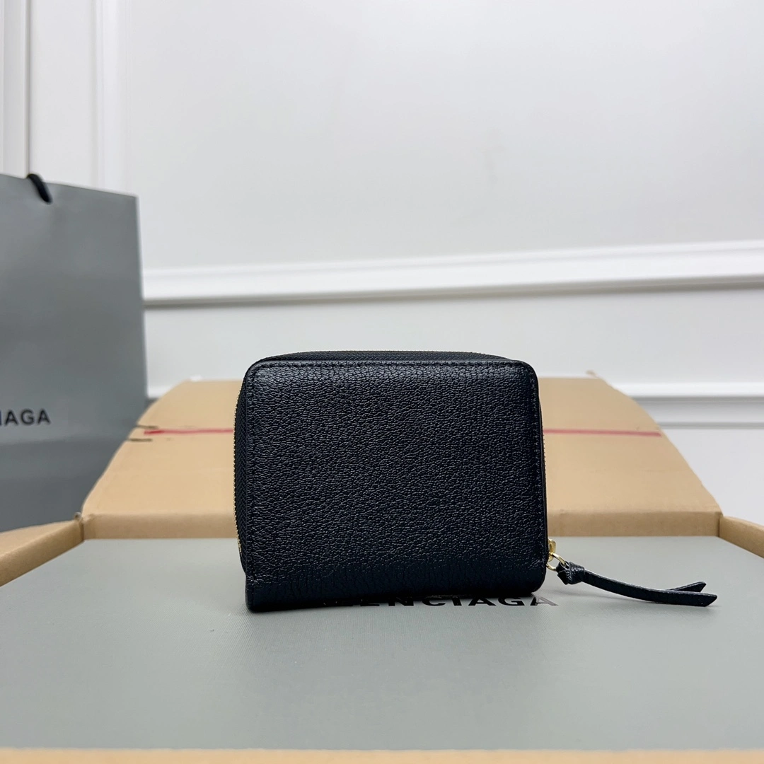 Balenciaga Vintage Black Leather Card Holder with Compartments Soft 60847