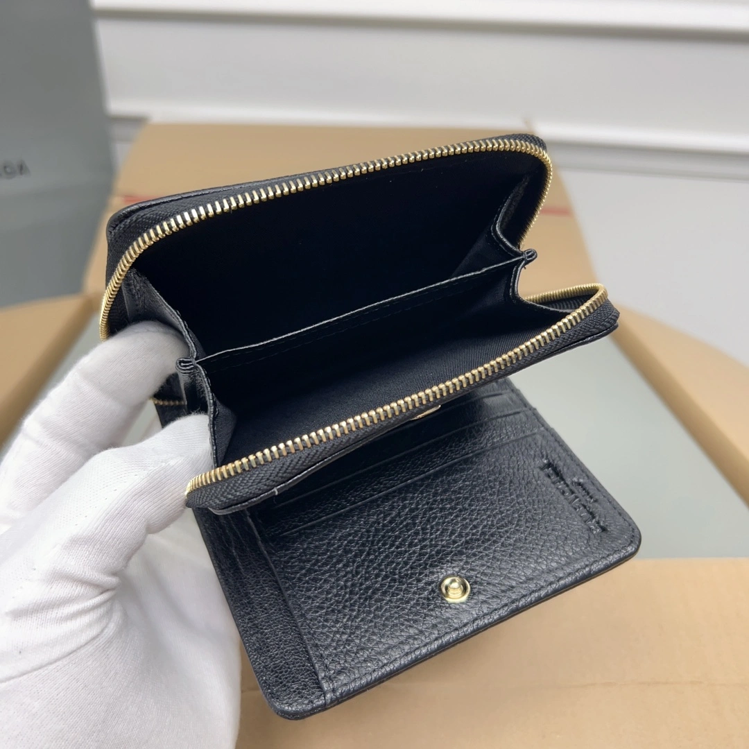 Balenciaga Vintage Black Leather Card Holder with Compartments Soft 60847