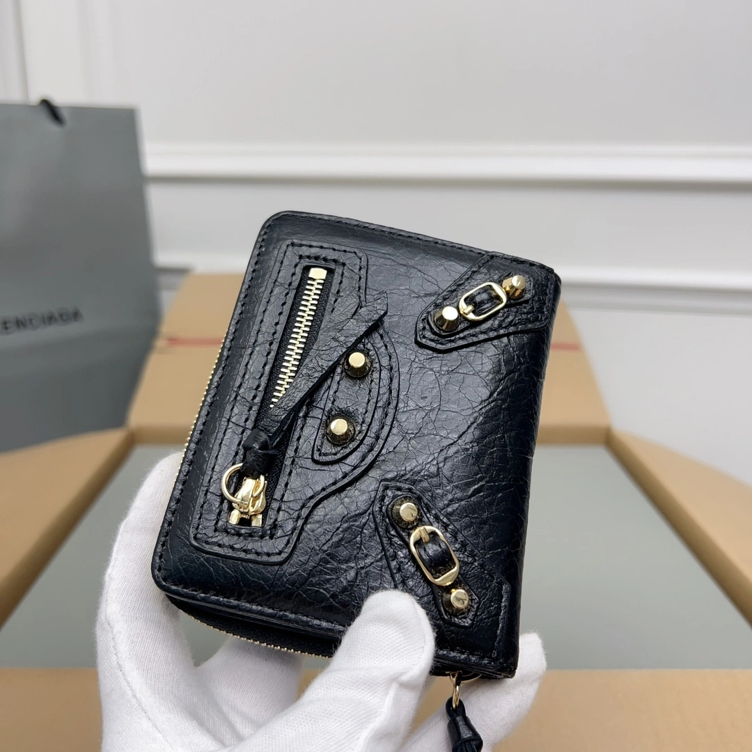 Affordable Balenciaga Vintage Cracked Leather  Card Holder 60890