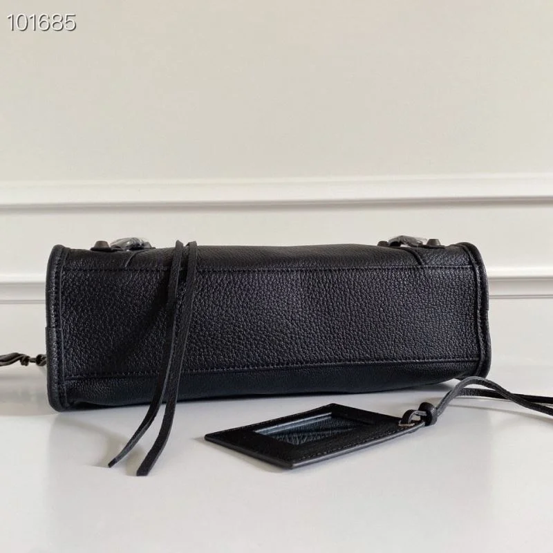 SmartChoice Balenciaga Vintage Goat Leather Motorcycle Bag with Brass Studs 38317