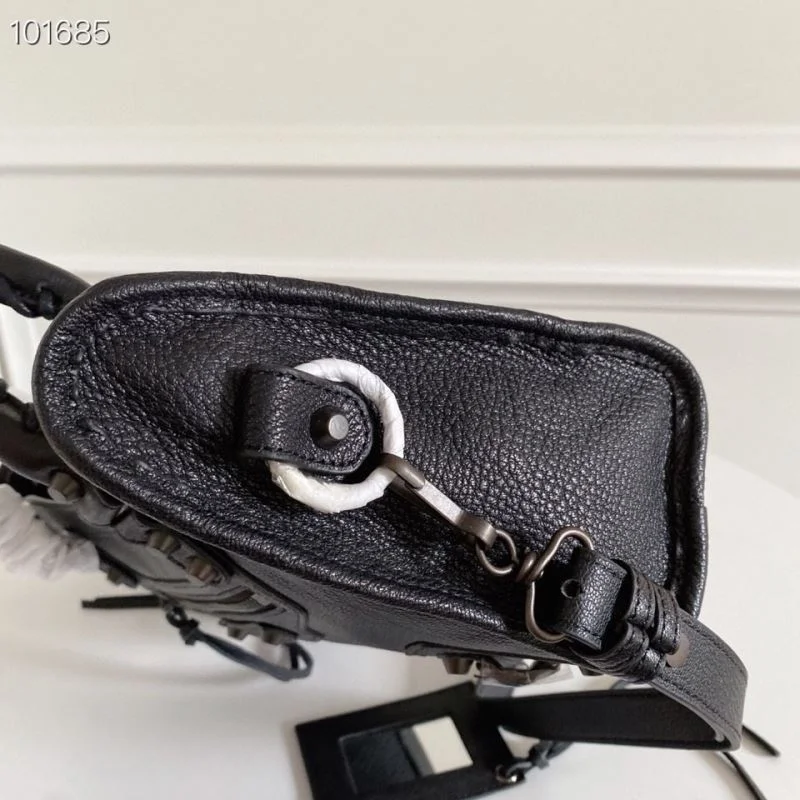 SmartChoice Balenciaga Vintage Goat Leather Motorcycle Bag with Brass Studs 38317