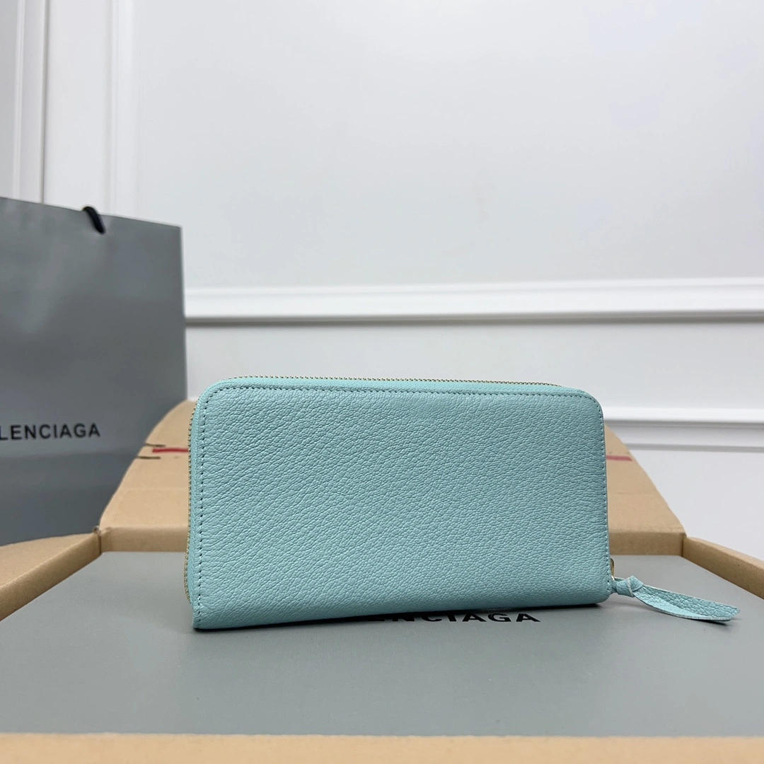 Balenciaga Vintage Green Goat Leather Biker Wallet with Card Holder GoodFit 60834