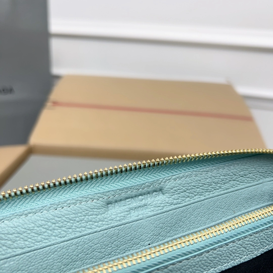Balenciaga Vintage Green Goat Leather Biker Wallet with Card Holder GoodFit 60834