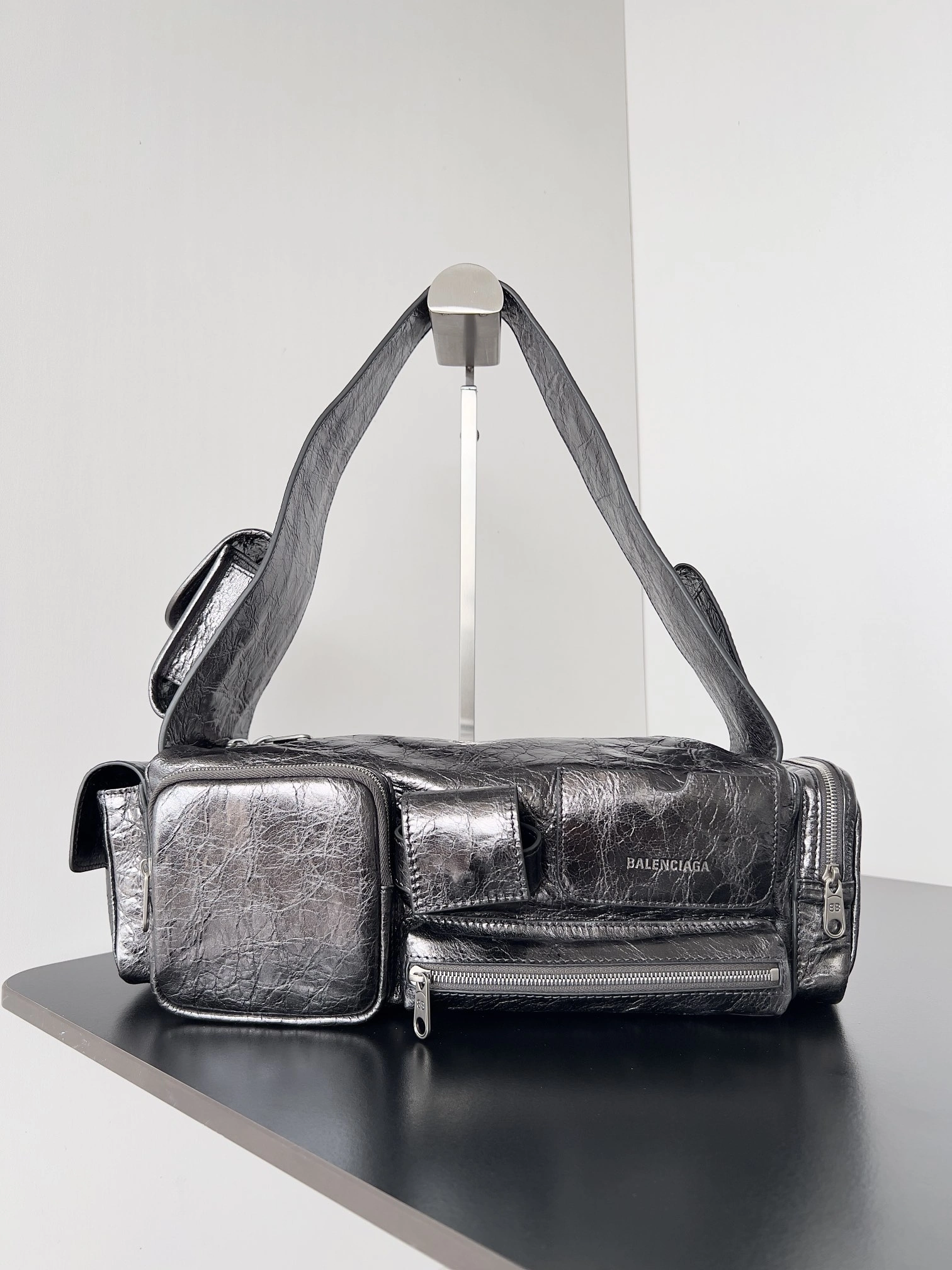 Balenciaga Vintage Lambskin Multi-Pocket Punk Shoulder Tote Bag TechFriendly 64702