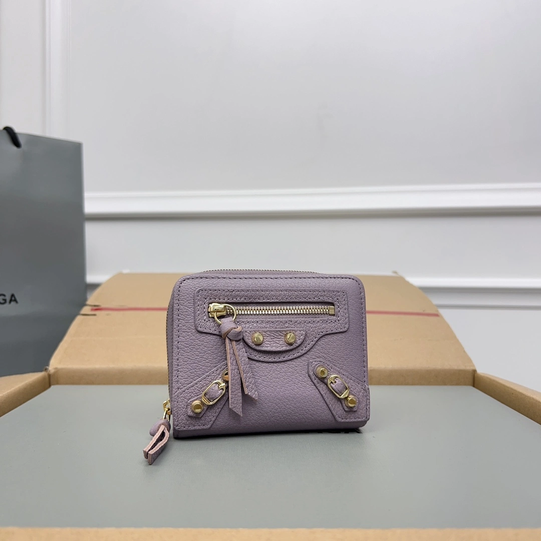 Balenciaga Vintage Light Purple Goatskin  Wallet Breathable 60841