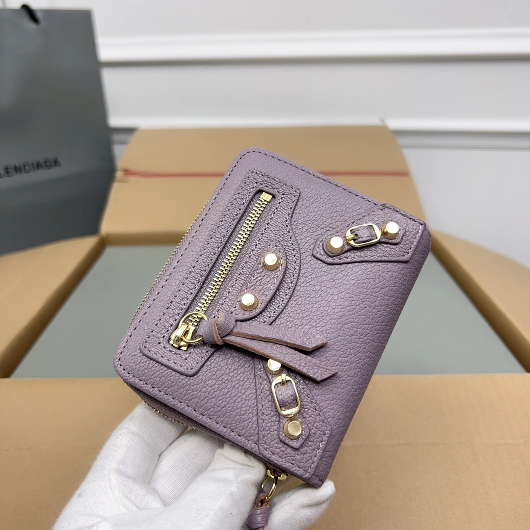 Balenciaga Vintage Light Purple Goatskin  Wallet Breathable 60841