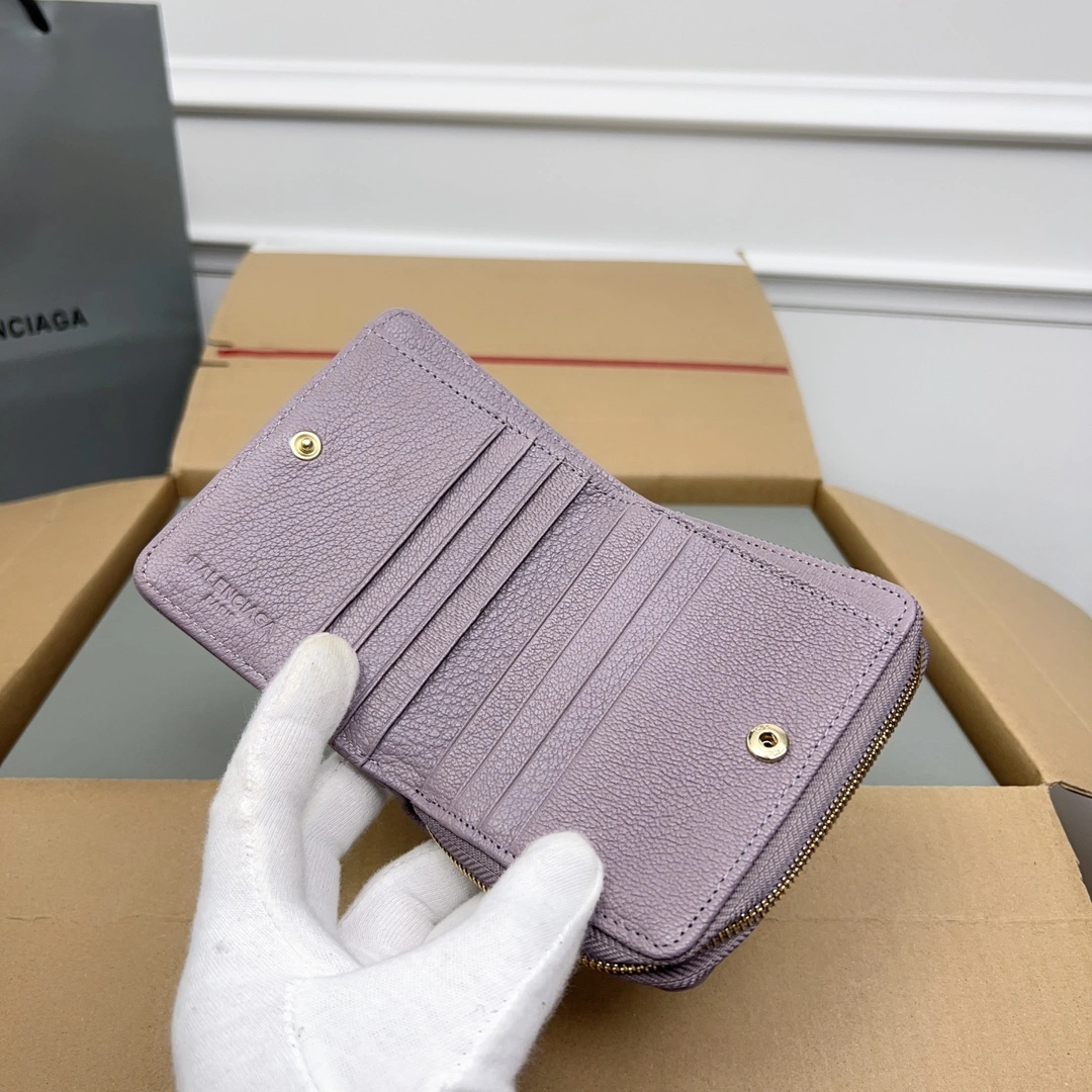 Balenciaga Vintage Light Purple Goatskin  Wallet Breathable 60841