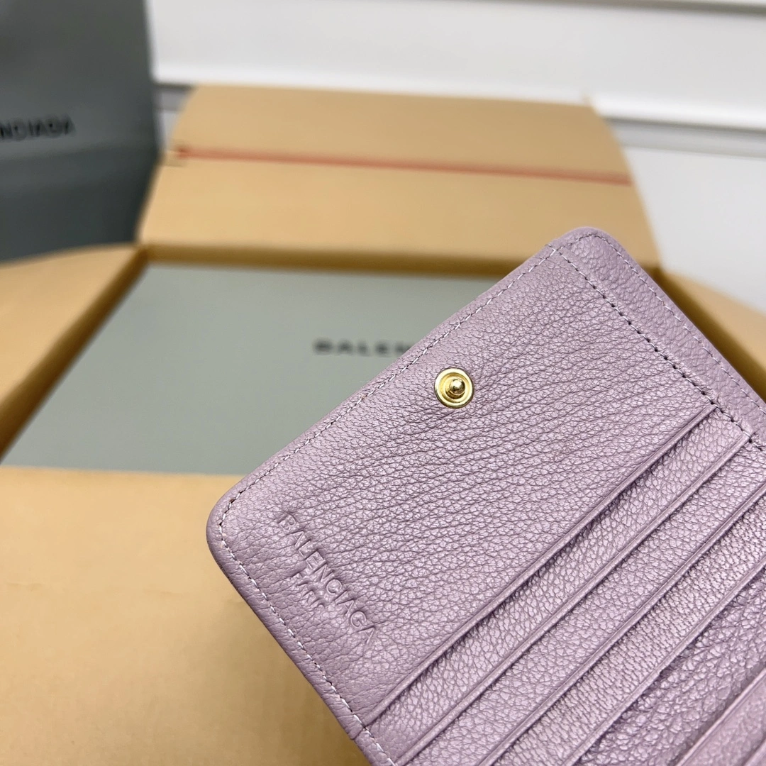 Balenciaga Vintage Light Purple Goatskin  Wallet Breathable 60841
