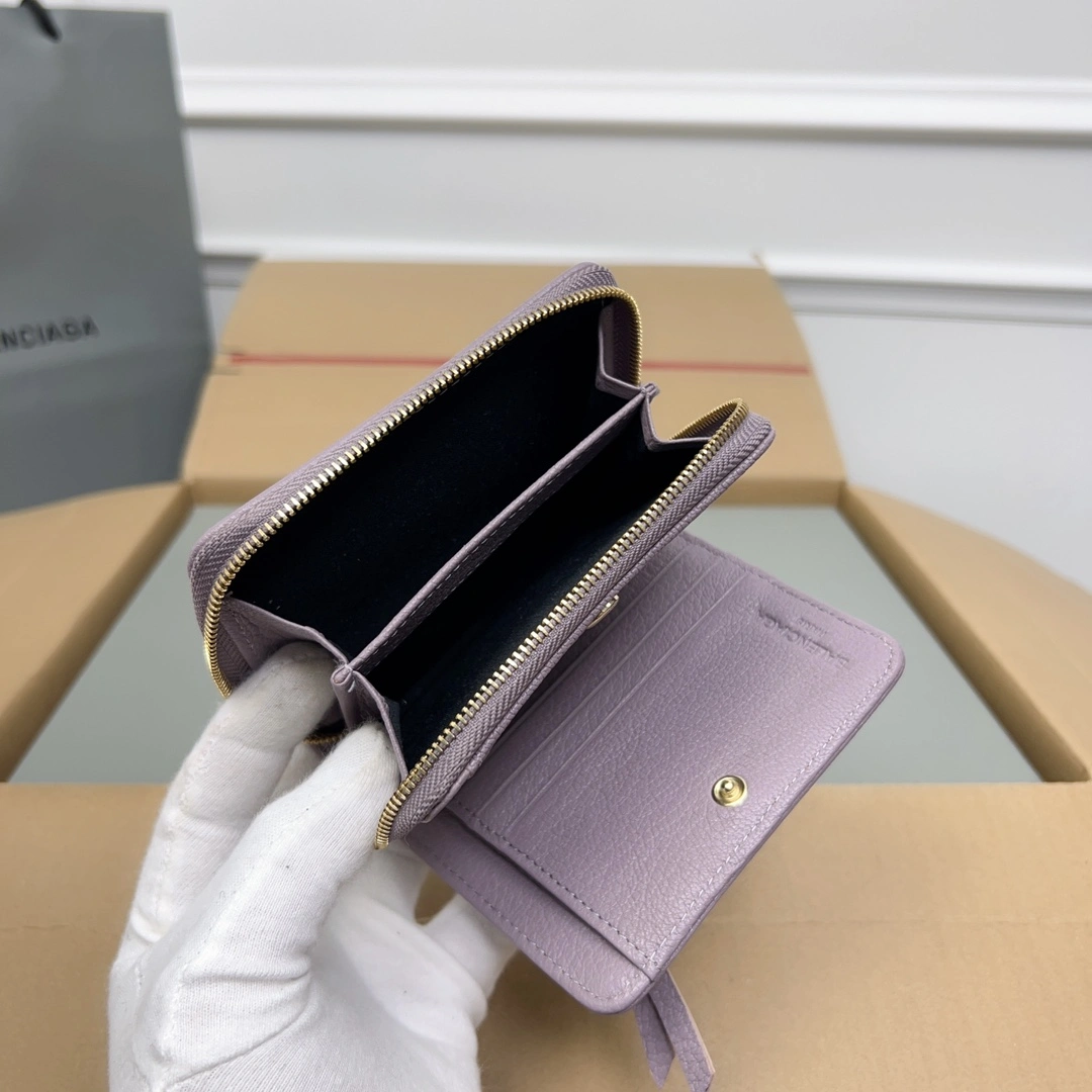 Balenciaga Vintage Light Purple Goatskin  Wallet Breathable 60841
