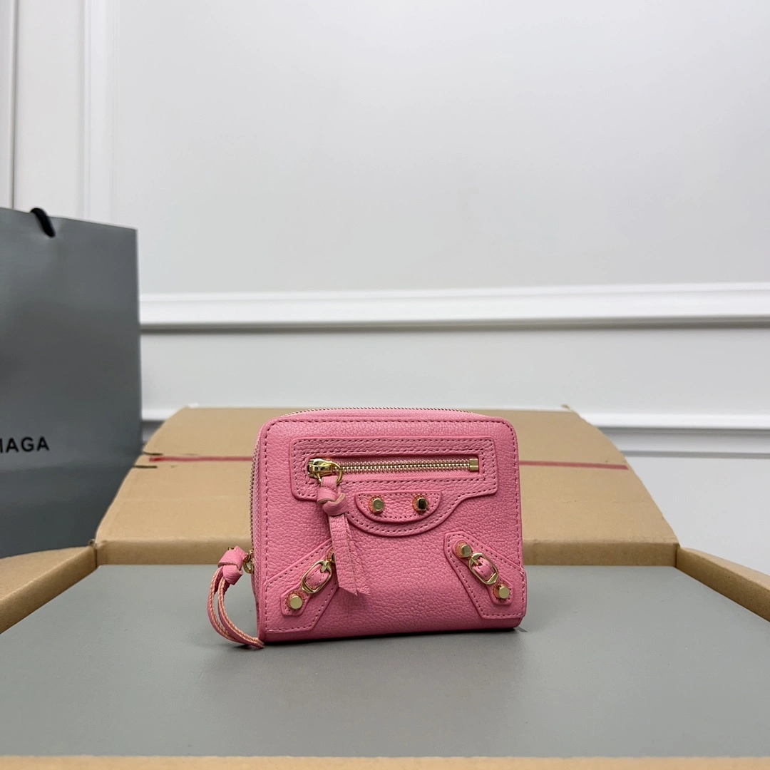 HighQuality Balenciaga Vintage Pink Goat Leather  Card Bag 60836