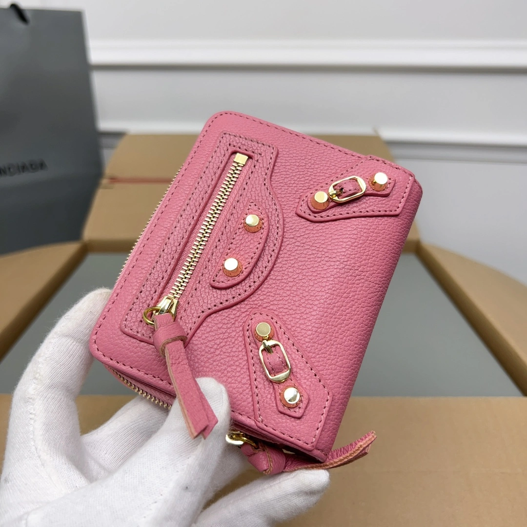 HighQuality Balenciaga Vintage Pink Goat Leather  Card Bag 60836