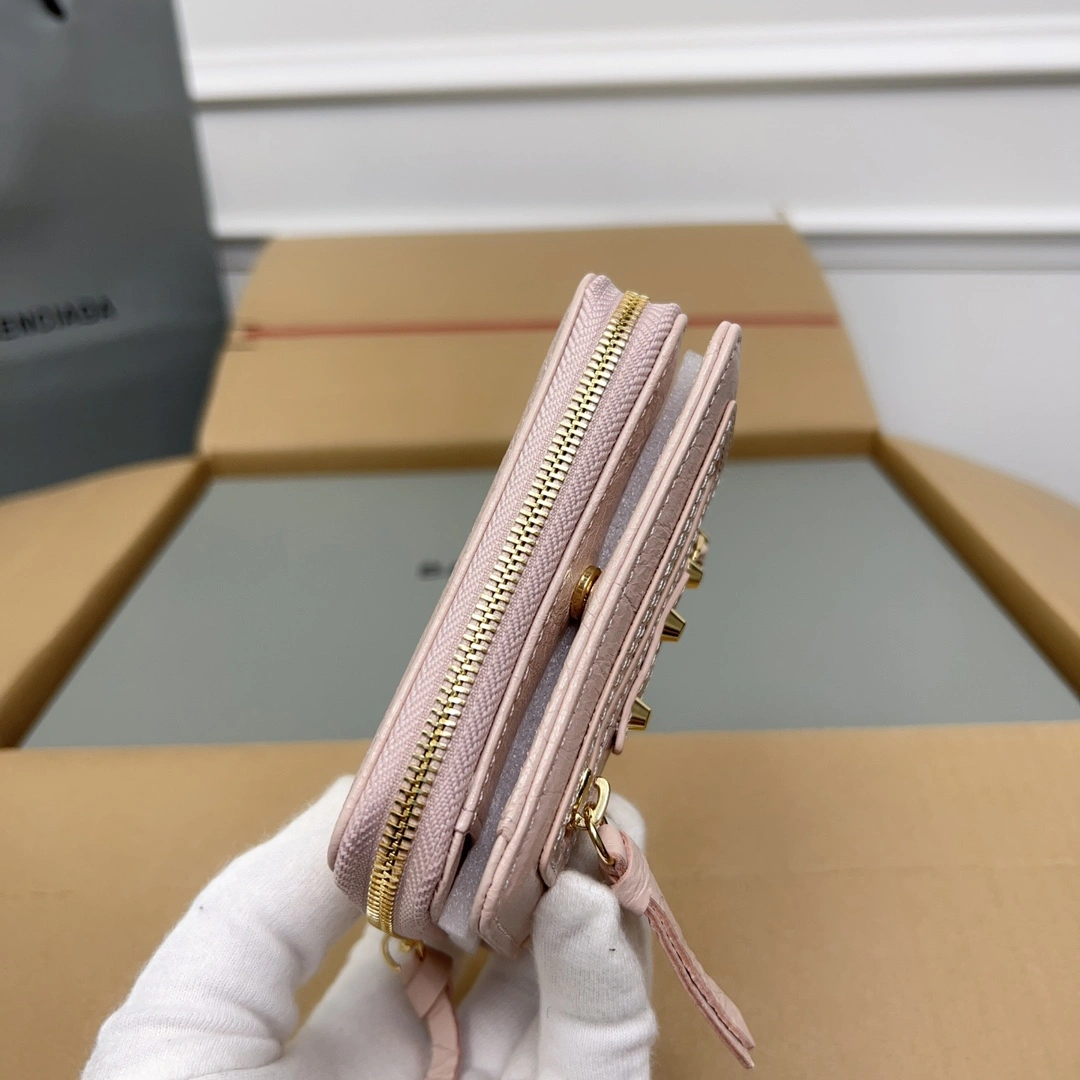 Minimalist Balenciaga Vintage Pink Lambskin  Card Holder Wallet 60845