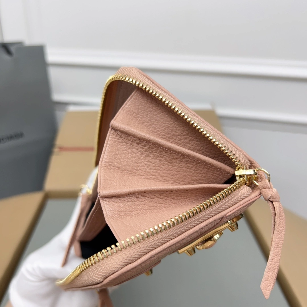TravelReady Balenciaga Vintage Rose Pink Leather Motorcycle Wallet with Smiley 60833
