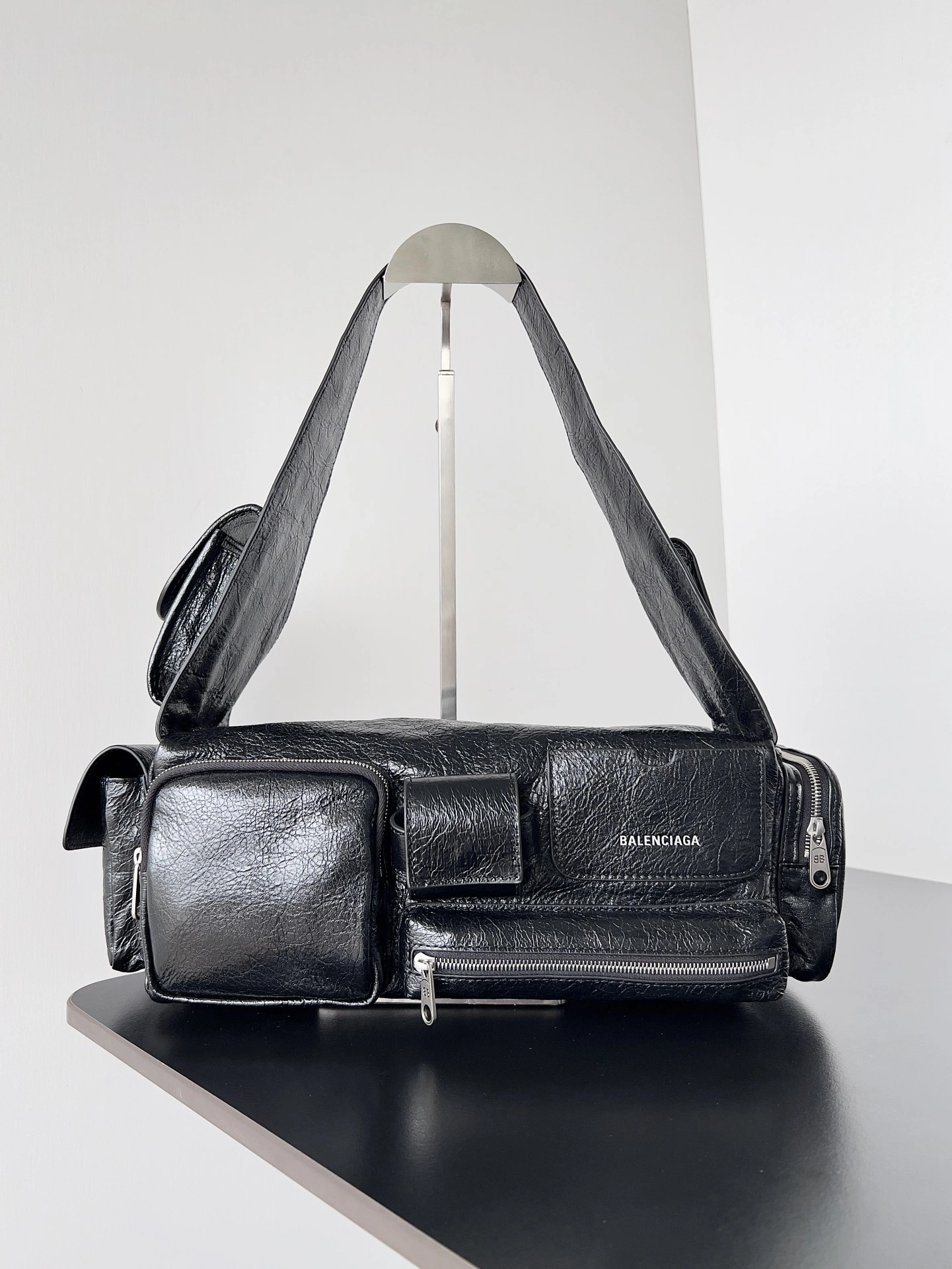 Balenciaga Vintage Workwear Sheepskin Punk Motorcycle Tote Bag Trendsetting 64664
