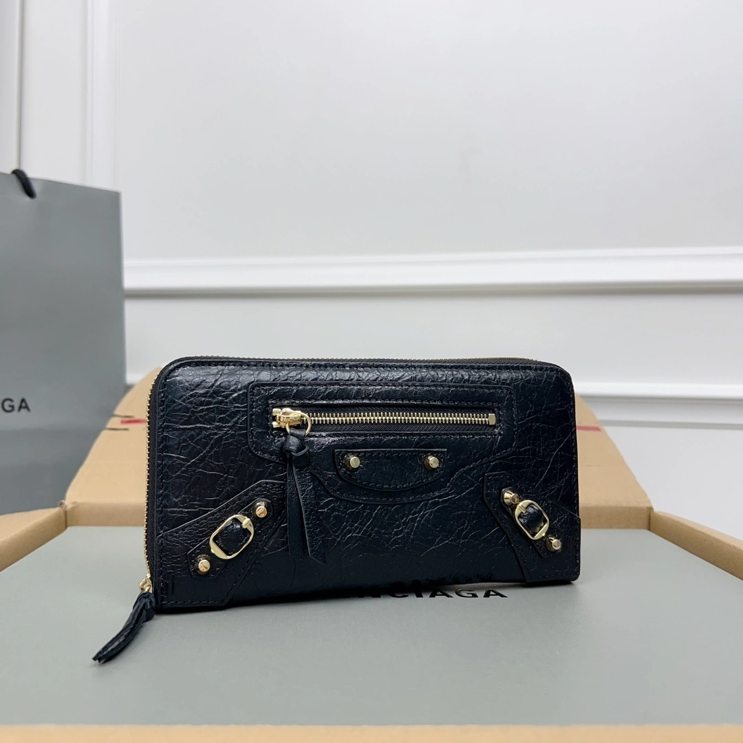 FreshLook Balenciaga Vintage Zipper Motorcycle Wallet with Card Holder 60827