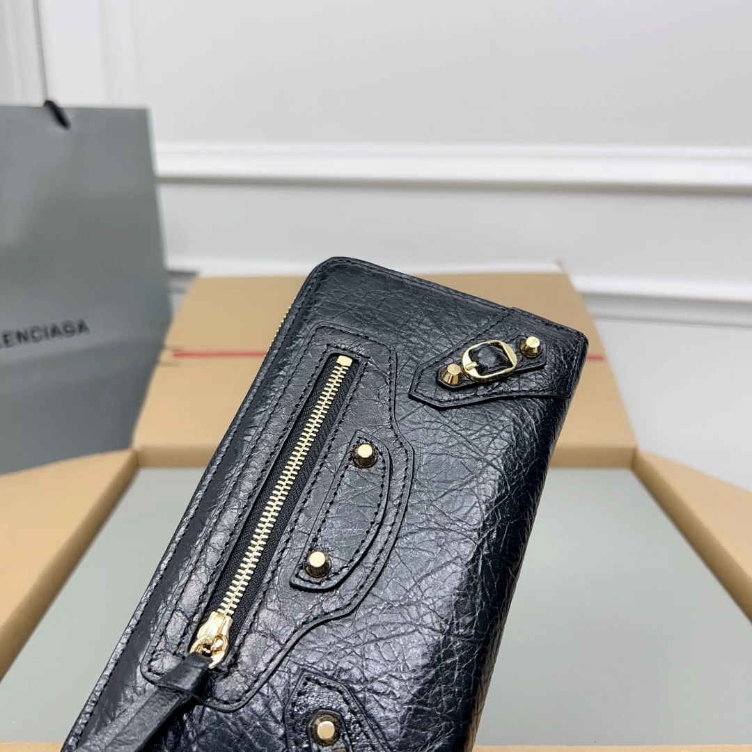 FreshLook Balenciaga Vintage Zipper Motorcycle Wallet with Card Holder 60827
